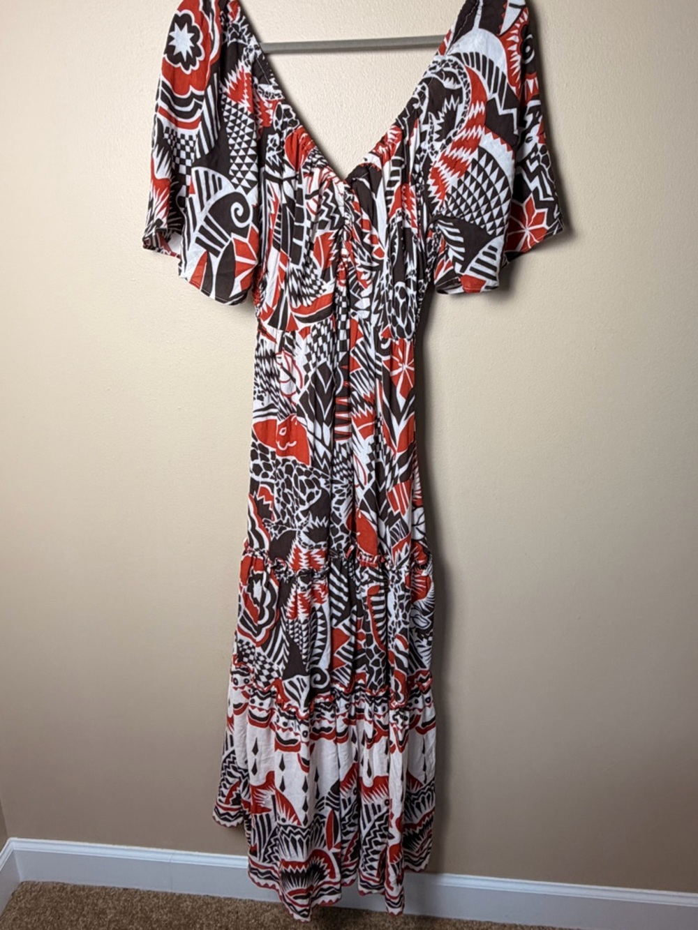 Anthropologie Tiered Maxi Dress Boho Cut-Out Back Size M NWOT - Picture 7 of 14